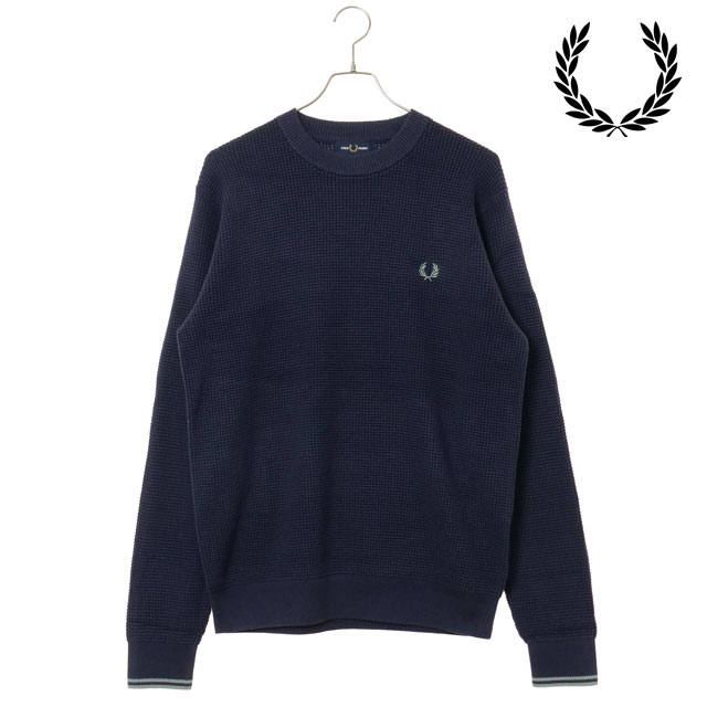 フレッドペリー FRED PERRY ワッフルステッチジャンパー [K6507-738 FW25] WAFFLE STITCH JUMPER メンズ トップス セーター クルーネックニット DARK-AIRFORCE 正規取扱店 FRED PERRY（フレッドペリー） ワッフルステッチジャンパー K6507-738