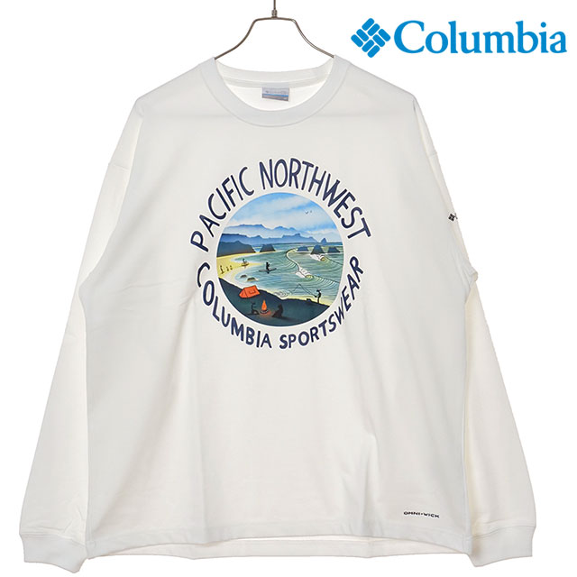 コロンビア Columbia レイクトゥアベニューグラフィックロングスリーブTシャツ [PM0529-125 FW25] Lake to Avenue Graphic LS Tee メンズ トップス カットソー 長袖 速乾 アウトドア Sea-Salt/PNW 【メール便可】 正規取扱店 Columbia（コロンビア） レイクトゥアベニューグラフィックロング