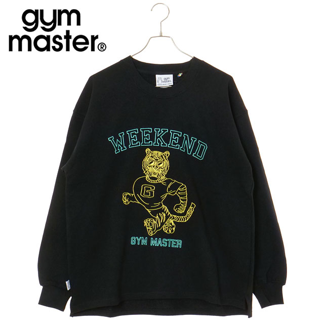 ジムマスター GYM MASTER 10.3oz WEEKEND 刺繍スウェットビッグTee G621782-05 FW25 メンズ トレーナー 長袖Tシャツ ビッグシルエット ブラック 正規取扱店 | gym master | 01