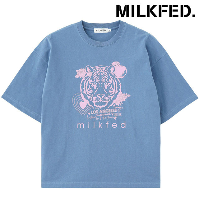 ミルクフェド MILKFED. タイガーショートスリーブティー 103253011005 FW25 TIGER S S TEE レディース トップス 半袖Tシャツ BLUE  正規取扱店