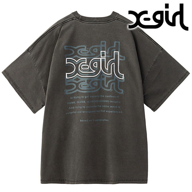 エックスガール X-girl オーバープリントミルズロゴ 半袖ビッグティードレス 105253041006 FW25 OVER PRINT MILLS LOGO S S BIG TEE DRESS BLACK 正規取扱店