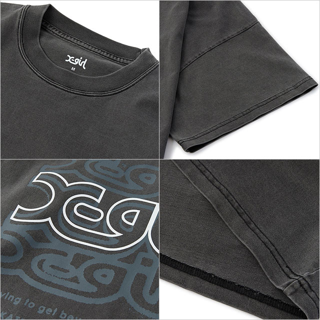 エックスガール X-girl オーバープリントミルズロゴ 半袖ビッグティードレス 105253041006 FW25 OVER PRINT MILLS LOGO S S BIG TEE DRESS BLACK 正規取扱店 X-girl エックスガール オーバープリントミルズロゴ 半袖ビッグ