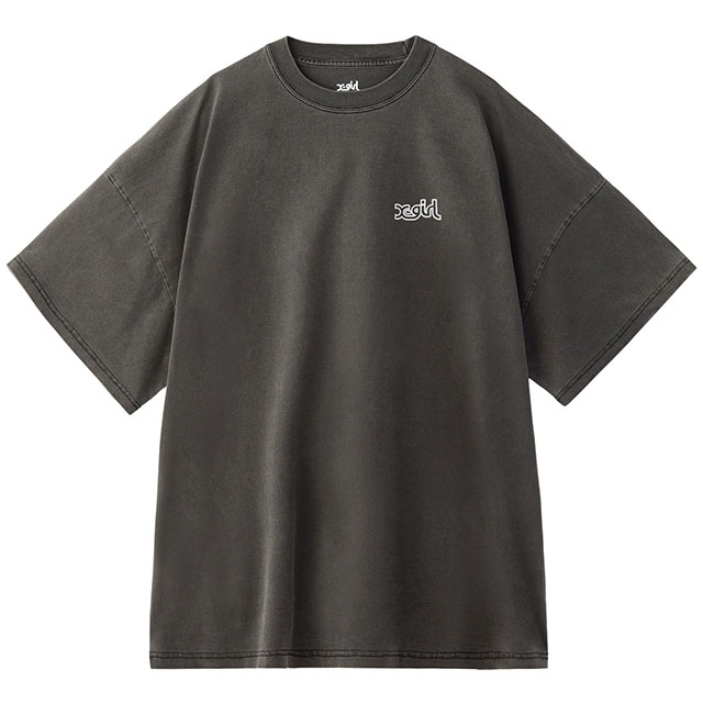 エックスガール X-girl オーバープリントミルズロゴ 半袖ビッグティードレス 105253041006 FW25 OVER PRINT MILLS LOGO S S BIG TEE DRESS BLACK 正規取扱店 X-girl エックスガール オーバープリントミルズロゴ 半袖ビッグ