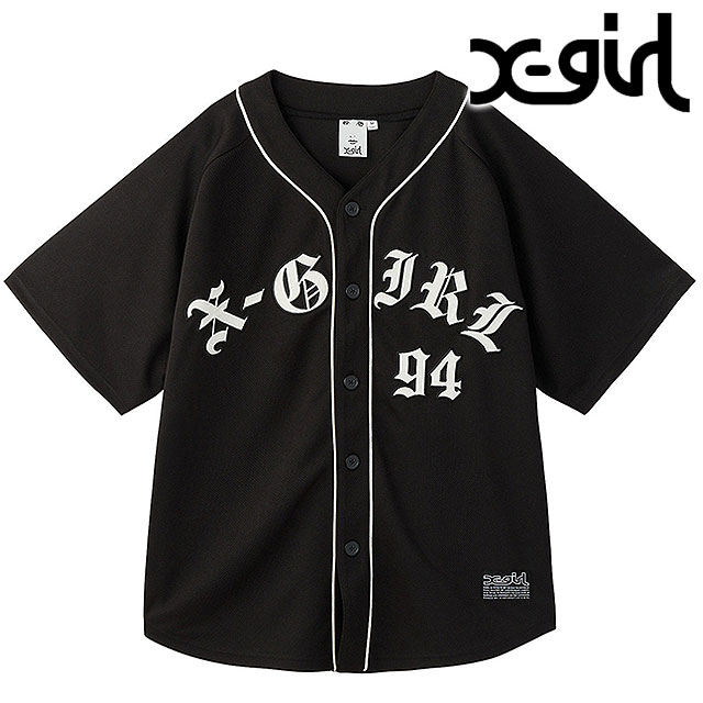 エックスガール X-girl オールドイングリッシュロゴ ベースボールシャツ 105253014003 FW25 OLD ENGLISH LOGO BASEBALL SHIRT Xgirl トップス BLACK 正規取扱店
