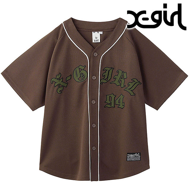エックスガール X-girl オールドイングリッシュロゴ ベースボールシャツ 105253014003 FW25 OLD ENGLISH LOGO BASEBALL SHIRT Xgirl トップス BROWN 正規取扱店