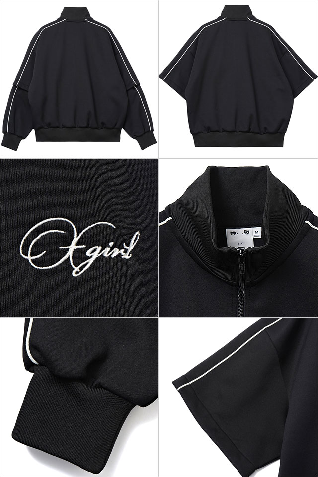 エックスガール X-girl ペンシルスクリプトロゴ ツーウェイトラックジャケット 105253012010 FW25 PENCIL SCRIPT LOGO 2WAY TRACK JACKET BLACK 正規取扱店_2