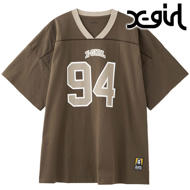 エックスガール X-girl ナンバリング ショートスリーブビッグティードレス 105251041004 FW25 NUMBERING S S BIG TEE DRESS ワンピース 半袖 BROWN 正規取扱店