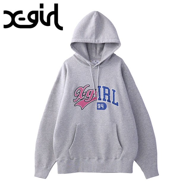 X-girl(エックスガール) ミックスカレッジロゴ スウェットフーディー X-girl(エックスガール) ミックスカレッジロゴ スウェットフーディー