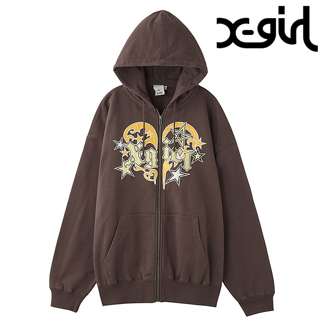 X-girl（エックスガール） トライバルハート ジップアップスウェット