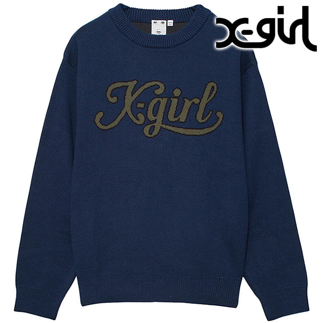エックスガール X-girl レタリングロゴ ジャガードニットトップ [105253015001 FW25] LETTERING LOGO JACQUARD KNIT TOP レディース xgirl トップス セーター BROWN 正規取扱店 X-girl（エックスガール） レタリングロゴ ジャガードニットトップ