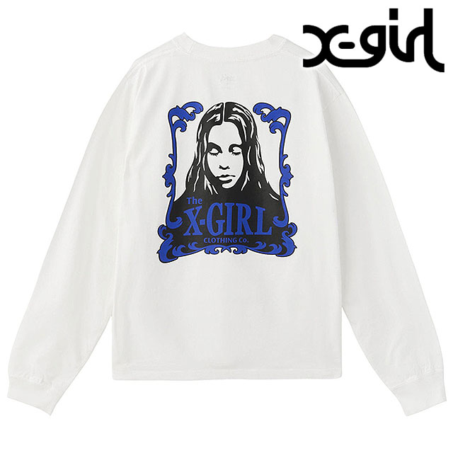 Tシャツ(長袖/七分) x-girl  HELLO XGIRLS SET TEE X-girl（エックスガール） オーナメントフェイス ロングスリーブT