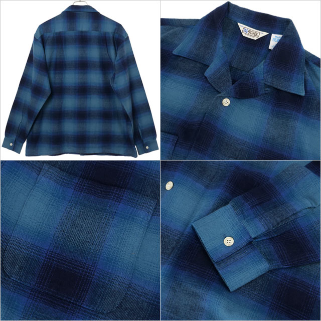 ファイブブラザー FIVE BROTHER チェック ワンナップシャツ 152570 FW25 CHECK ONE-OP SHIRTS メンズ トップス 長袖 開襟シャツ ネルシャツ BLUE 正規取扱店 | FIVEBROTHER | 02