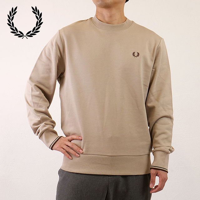 �t���b�h�y���[ FRED PERRY �N���[�l�b�N �X�E�F�b�g�V���c M7535-50A FW25Q4 CREW NECK SWEATSHIRT �����Y WARM-OAT COURT-GREEN BURNT-TOBACCO ���K�戵�X