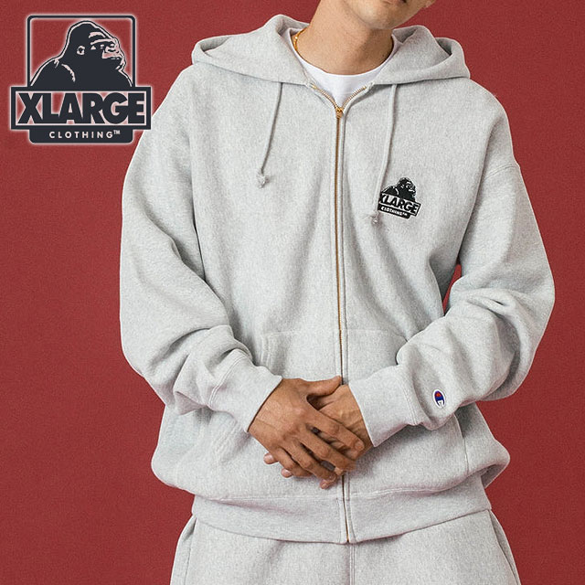 Champion グレー パーカー X-LARGE 楽天市場】XLARGE × Champion REVERSE WEAVE OVERDYE HOODED SWEAT