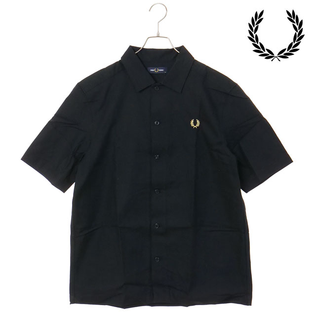 フレッドペリー FRED PERRY メンズ バスケットウィーブシャツ M2438-102 SS26 BASKET WEAVE SHIRT トップス 半袖 オープンカラーシャツ BLACK 正規取扱店 | FRED PERRY | 01