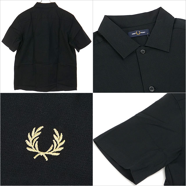 フレッドペリー FRED PERRY メンズ バスケットウィーブシャツ M2438-102 SS26 BASKET WEAVE SHIRT トップス 半袖 オープンカラーシャツ BLACK 正規取扱店 | FRED PERRY | 02