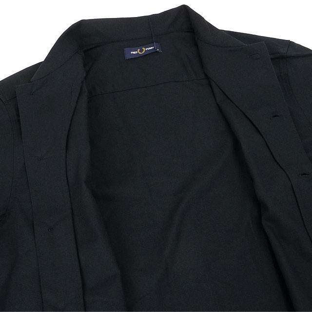 フレッドペリー FRED PERRY メンズ バスケットウィーブシャツ M2438-102 SS26 BASKET WEAVE SHIRT トップス 半袖 オープンカラーシャツ BLACK 正規取扱店 | FRED PERRY | 03