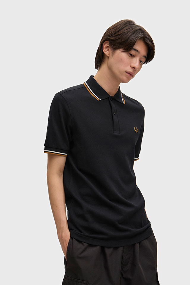 フレッドペリー ポロシャツ　ブラック FRED PERRY（フレッドペリー） ポロシャツ メンズ ツインティップド