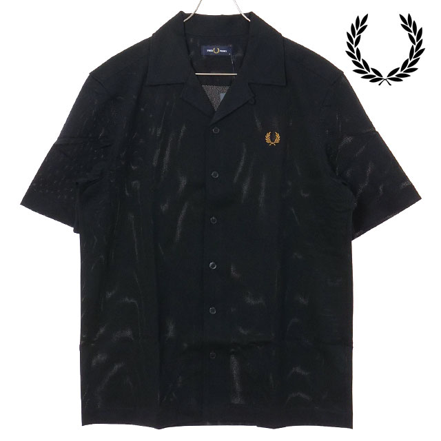 フレッドペリー FRED PERRY メンズ コンプレスメッシュ リベレカラーシャツ M1745-102 SS26 COMPRESS MESH REVERE COLLAR SHIRT ブラック BLACK 正規取扱店 | FRED PERRY