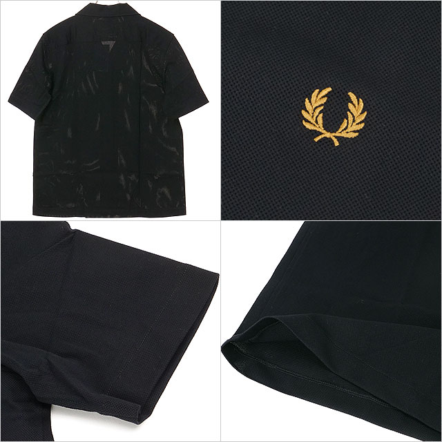 フレッドペリー FRED PERRY メンズ コンプレスメッシュ リベレカラーシャツ M1745-102 SS26 COMPRESS MESH REVERE COLLAR SHIRT ブラック BLACK 正規取扱店 | FRED PERRY | 02
