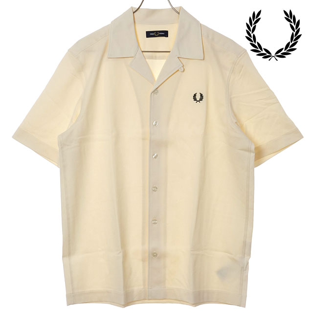 �t���b�h�y���[ FRED PERRY �����Y �R���v���X���b�V�� ���x���J���[�V���c M1745-560 SS26 COMPRESS MESH REVERE COLLAR SHIRT �z���C�g ECRU ���K�戵�X