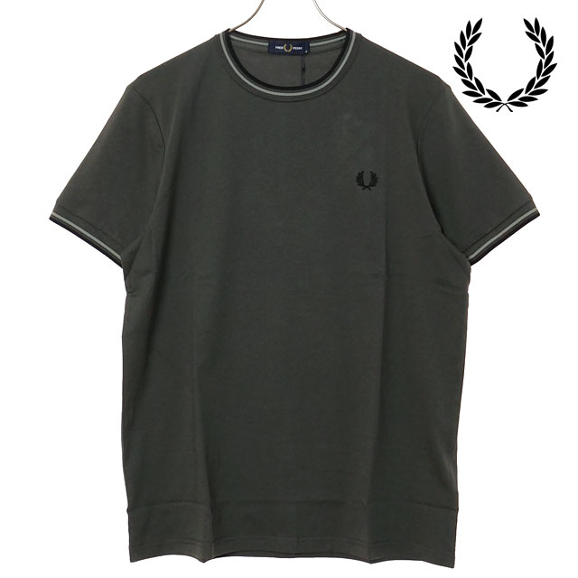 �t���b�h�y���[ FRED PERRY �����Y �c�C���e�B�b�v�h T�V���c M1588V-04B SS26 TWIN TIPPED T-SHIRT �J�[�L�O���[�� FIELD-GREEN SEAGRASS BLACK  ���K�戵�X