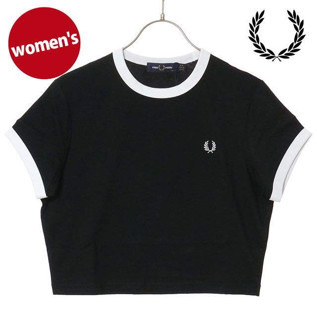 �t���b�h�y���[ FRED PERRY ���f�B�[�X �N���b�v�h �����K�[T�V���c G9163-102 SS26 CROPPED RINGER T-SHIRT �N���b�v�h�� �u���b�N BLACK  ���K�戵�X