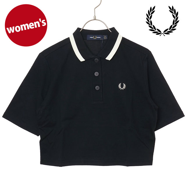 フレッドペリー FRED PERRY レディース ボールドティップドポロシャツ G2182-102 SS26Q2 BOLD TIPPED POLO SHIRT トップス クロップド丈 ブラック 正規取扱店