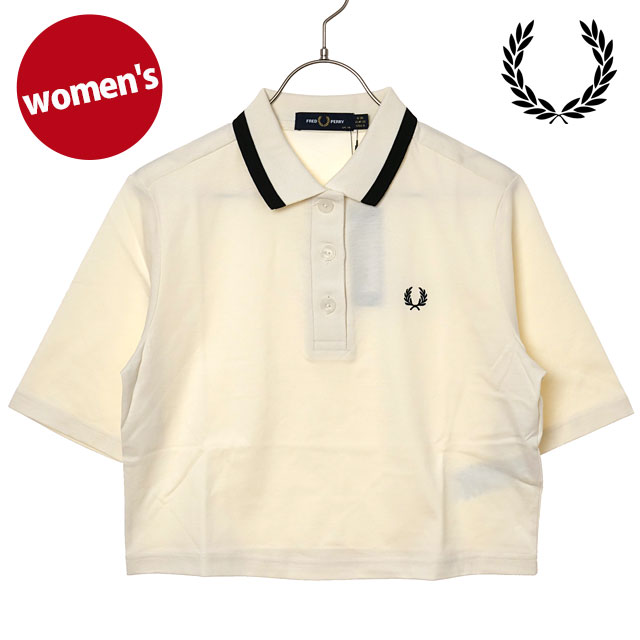 フレッドペリー FRED PERRY レディース ボールドティップドポロシャツ G2182-560 SS26Q2 BOLD TIPPED POLO SHIRT トップス クロップド丈 ホワイト系 正規取扱店