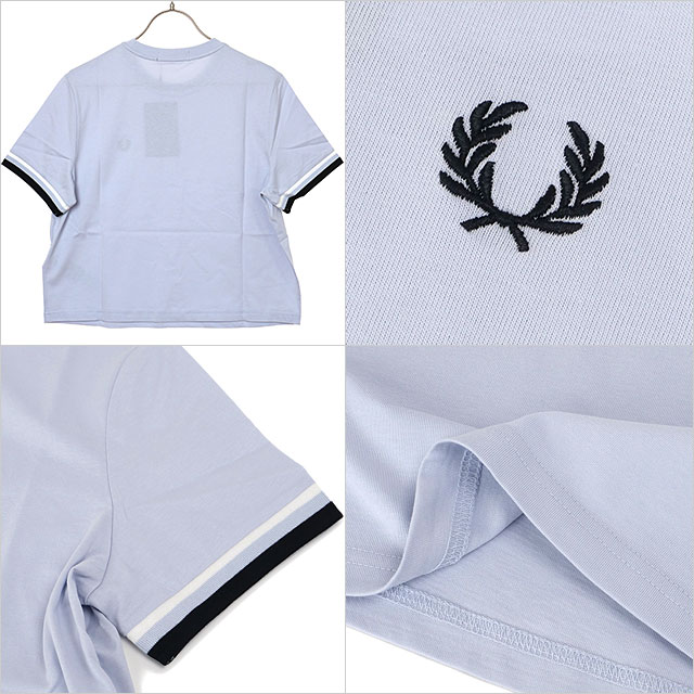 フレッドペリー FRED PERRY レディース ボールドティップドTシャツ G2179-28A SS26Q2 BOLD TIPPED T-SHIRT トップス ショート丈 ブルー DUSKY-BLUE  正規取扱店の画像