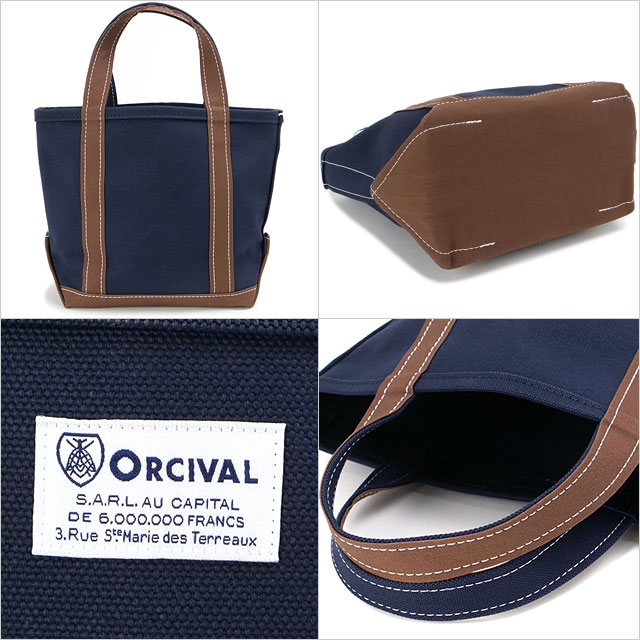 オーシバル ORCIVAL トートバッグ スモール [OR-H0285-KWC] TOTE BAG SMALL メンズ・レディース ユニセックス 鞄 日本製 キャンバストート 小サイズ 帆布 ネイビー MARINE/HAZELNUT 正規取扱店 ORCIVAL（オーシバル） トートバッグ スモール OR-H0285-KWC TOTE BAG