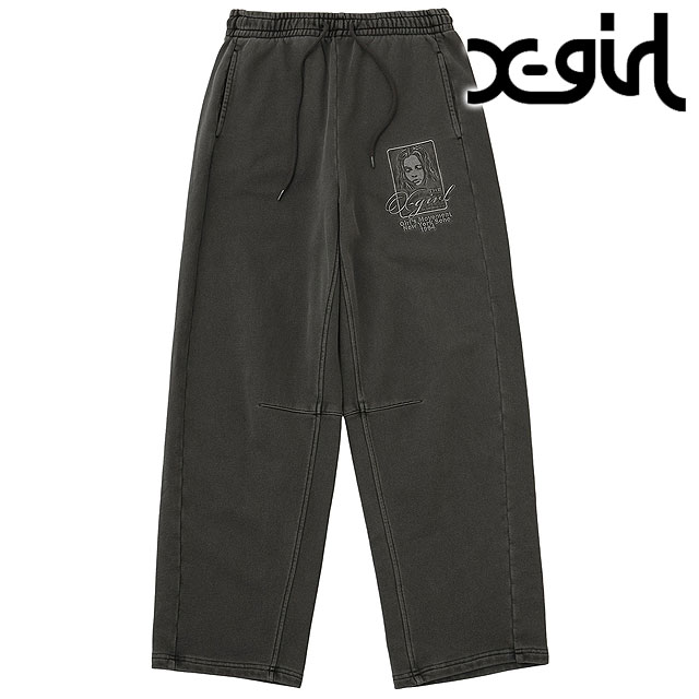 エックスガール X-girl レディース ピグメントダイフェイスアンドロゴ スクエアパッチ スウェットパンツ 105261031005 SS26 黒 BLACK 正規取扱店 | X-girl