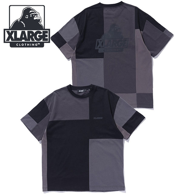 Embroidery Patchwork Shirts ブラック XLARGE（エクストラ ラージ） メンズ パッチワーク ショートスリーブT