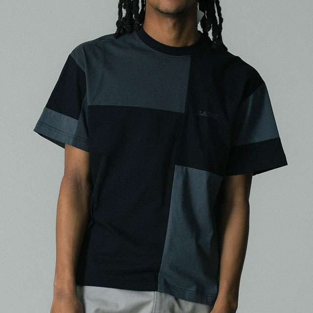 Embroidery Patchwork Shirts ブラック XLARGE（エクストラ ラージ） メンズ パッチワーク ショートスリーブT