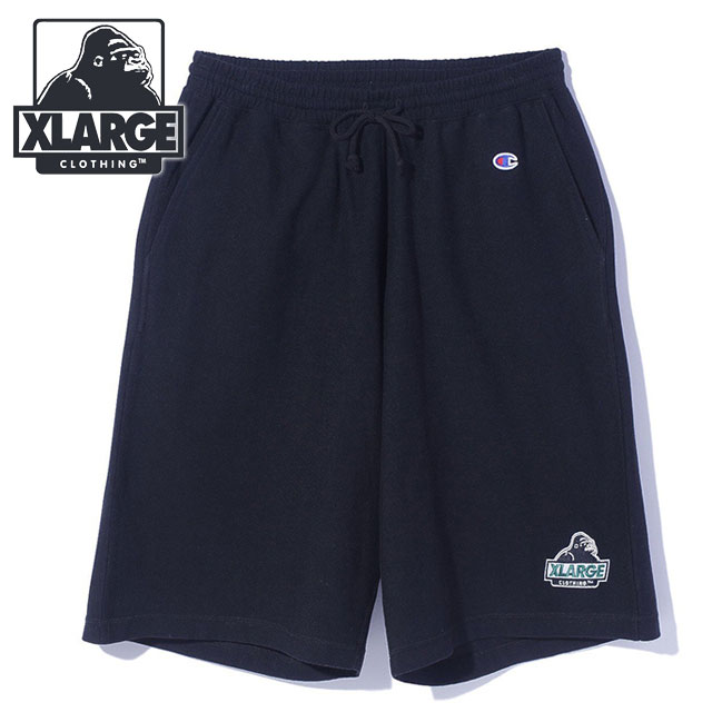 �G�N�X�g�����[�W XLARGE �`�����s�I�� �V���[�c�p���c 101262031019 SS26SPOT XLARGE×Champion SHORT PANTS �{�g���X �n�[�t�p���c BLACK ���K�戵�X