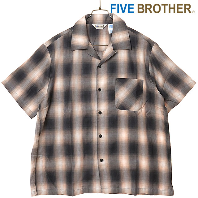 �t�@�C�u�u���U�[ FIVE BROTHER �����Y ���C�g�I���u�� �����i�b�v�V���c 152630 SS26 LIGHT OMBRE ONE-OP SHIRTS �g�b�v�X ���� �`�F�b�N�� �� ���K�戵�X