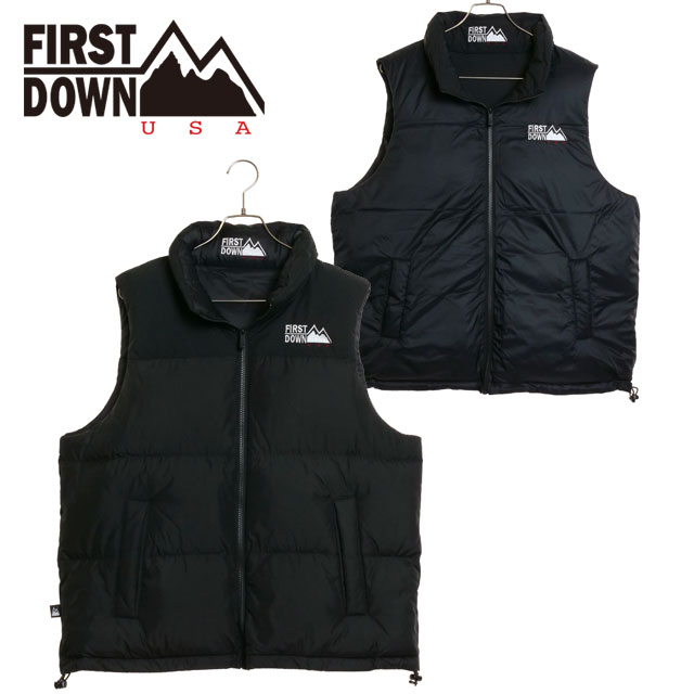 ファーストダウン FIRST DOWN メンズ バブル ダウンベスト F542002-06 FW23 BUBBLE DOWN VEST 定番 アウター  リバーシブル 撥水 BLACK