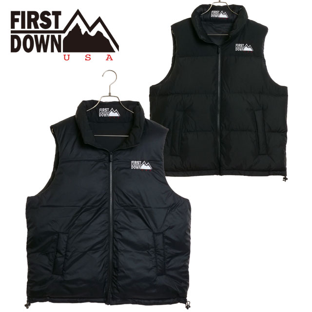 ファーストダウン FIRST DOWN メンズ バブル ダウンベスト F542002-06 FW23 BUBBLE DOWN VEST 定番 アウター  リバーシブル 撥水 BLACK