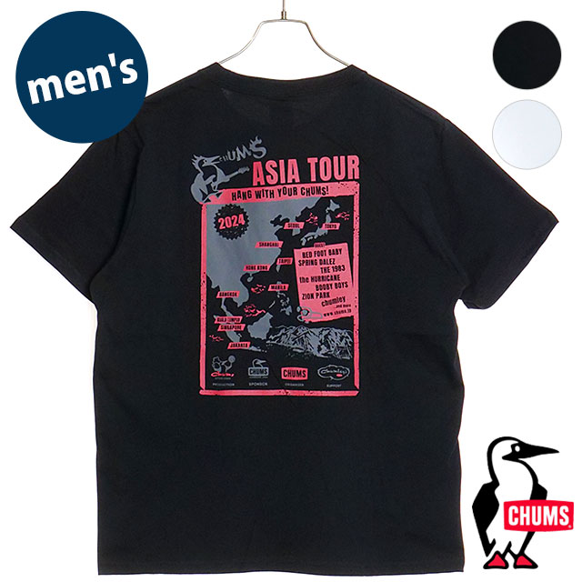 チャムス CHUMS メンズ チャムスアジアツアーTシャツ CH01-2365 SS24 CHUMS Asia Tour T-Shirt トップス 半袖 クルーネック コットンTee｜mischief