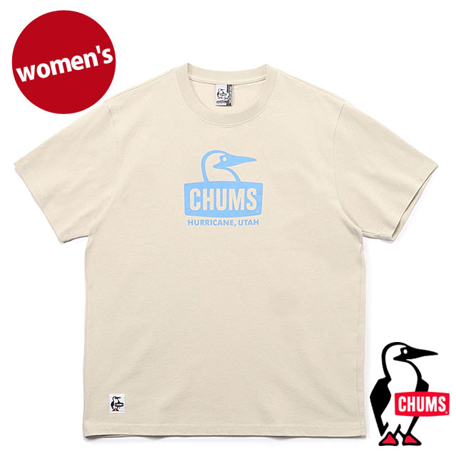 チャムス CHUMS レディース ブービーフェイスTシャツ CH11-2278 SS24 Booby Face T-Shirt トップス 半袖 クルーネック コットンTee Greige Blue｜mischief