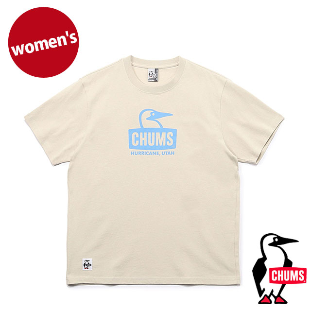 チャムス CHUMS レディース ブービーフェイスTシャツ CH11-2278 SS24 Booby Face T-Shirt トップス 半袖 クルーネック コットンTee Greige Blue｜mischief｜02