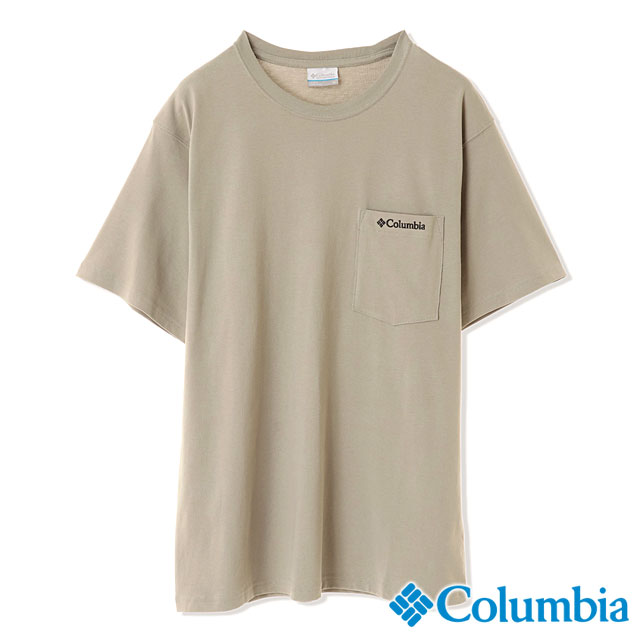 コロンビア Columbia メンズ ヤングストリートショートスリーブクルー XE1769-247 SS24 半袖Tシャツ ポケットTee クルーネック UVカット Canvas-Tan｜mischief
