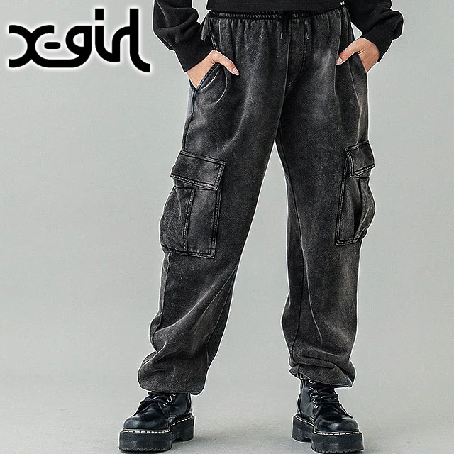 エックスガール X-girl レディース カーゴ スウェットパンツ 105241031020 SS24 CARGO SWEAT PANTS xgirl ボトムス BLACK｜mischief｜02