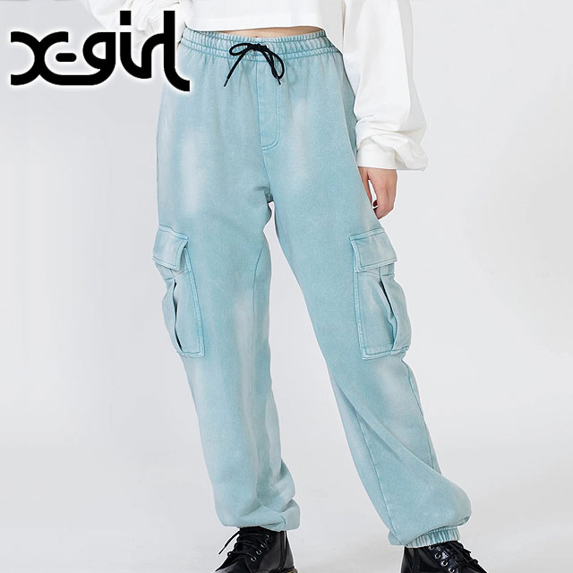 エックスガール X-girl レディース カーゴ スウェットパンツ 105241031020 SS24 CARGO SWEAT PANTS xgirl  ボトムス LtBLUE