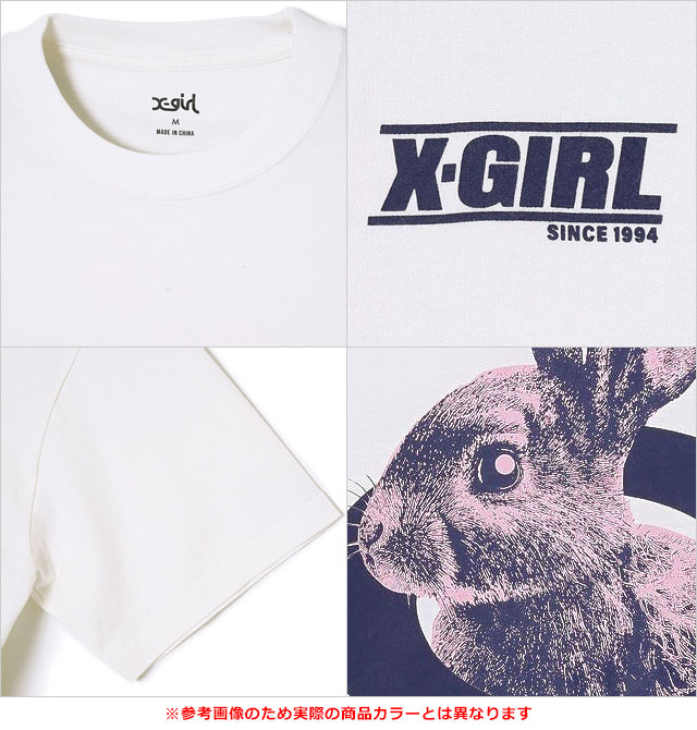 エックスガール X-girl レディース ツートーンラビット ショートスリーブティー 105241011022 SS24 xgirl トップス Tシャツ 半袖 BLACK｜mischief｜03