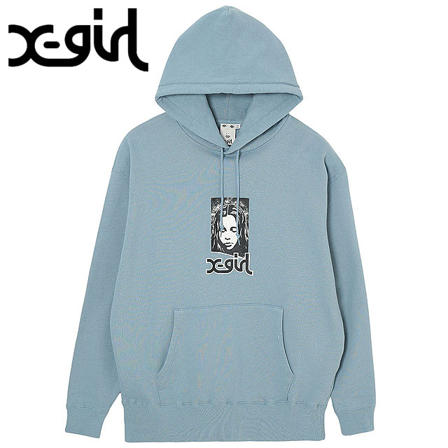 エックスガール X girl レディース グランジフェイス スウェットフーディー 105241012006 SS24 GRUNGE FACE SWEAT HOODIE xgirl トップス パーカー BLUE :10100716:ミスチーフ