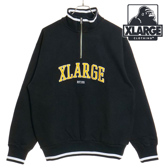 XLARGE（エクストラ ラージ） メンズ ストライプドリブ ハーフジップ 