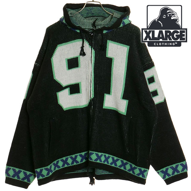 XLARGE（エクストラ ラージ） メンズ ジップアップフーデッドニット 