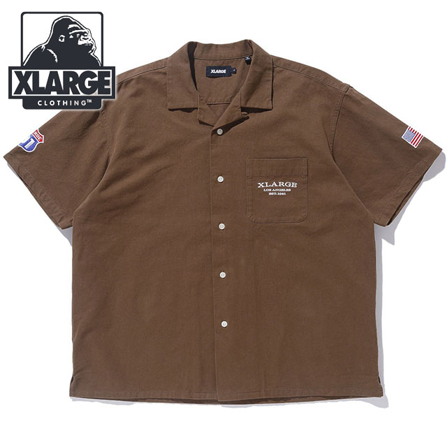 エクストララージ XLARGE メンズ オールドピックアップトラック ショートスリーブワークシャツ 101241014003 SS24 開襟シャツ オープンカラー BROWN :10100800:ミスチーフ