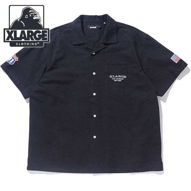 エクストララージ XLARGE メンズ オールドピックアップトラック ショートスリーブワークシャツ 101241014003 SS24 開襟シャツ オープンカラー BLACK :10100801:ミスチーフ